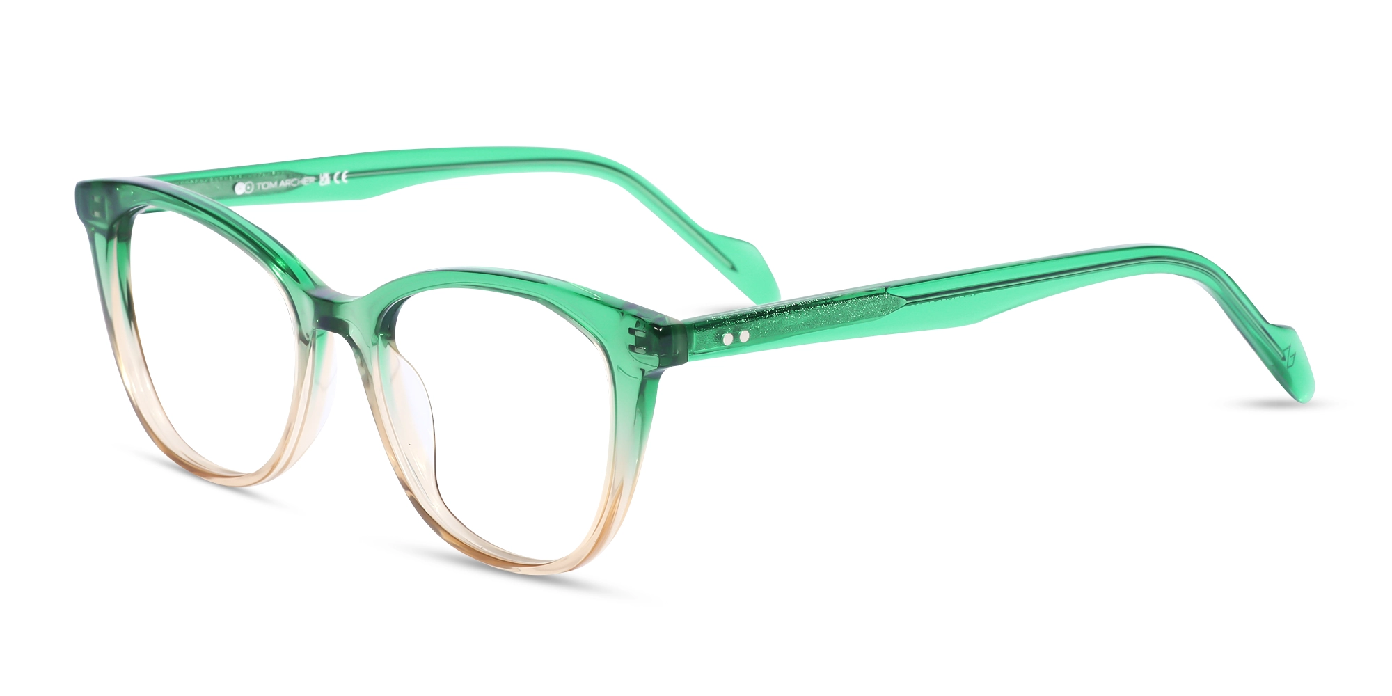Crystal Green & Water Gold Cat Eye Glasses-3