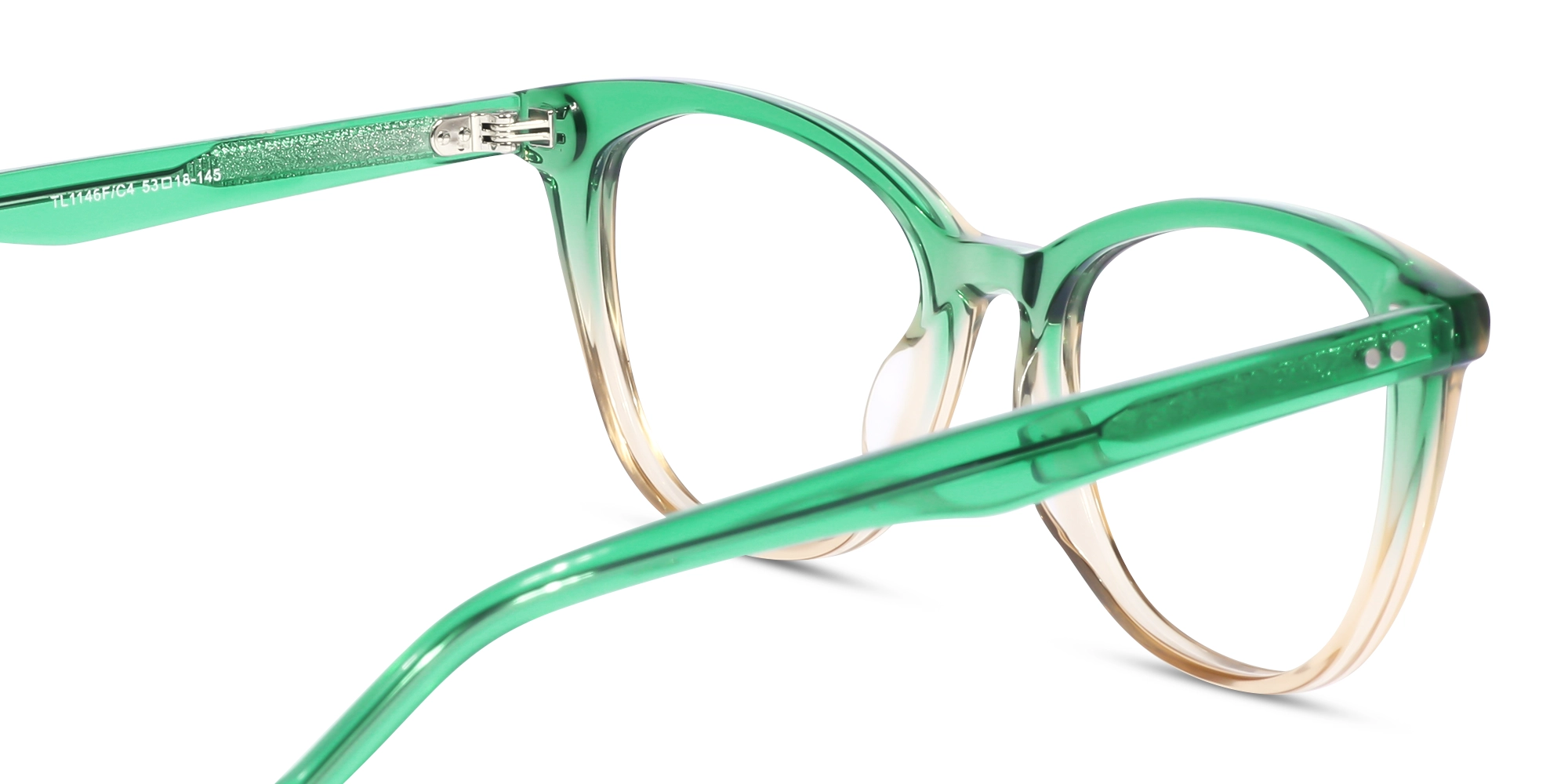 Crystal Green & Water Gold Cat Eye Glasses-5