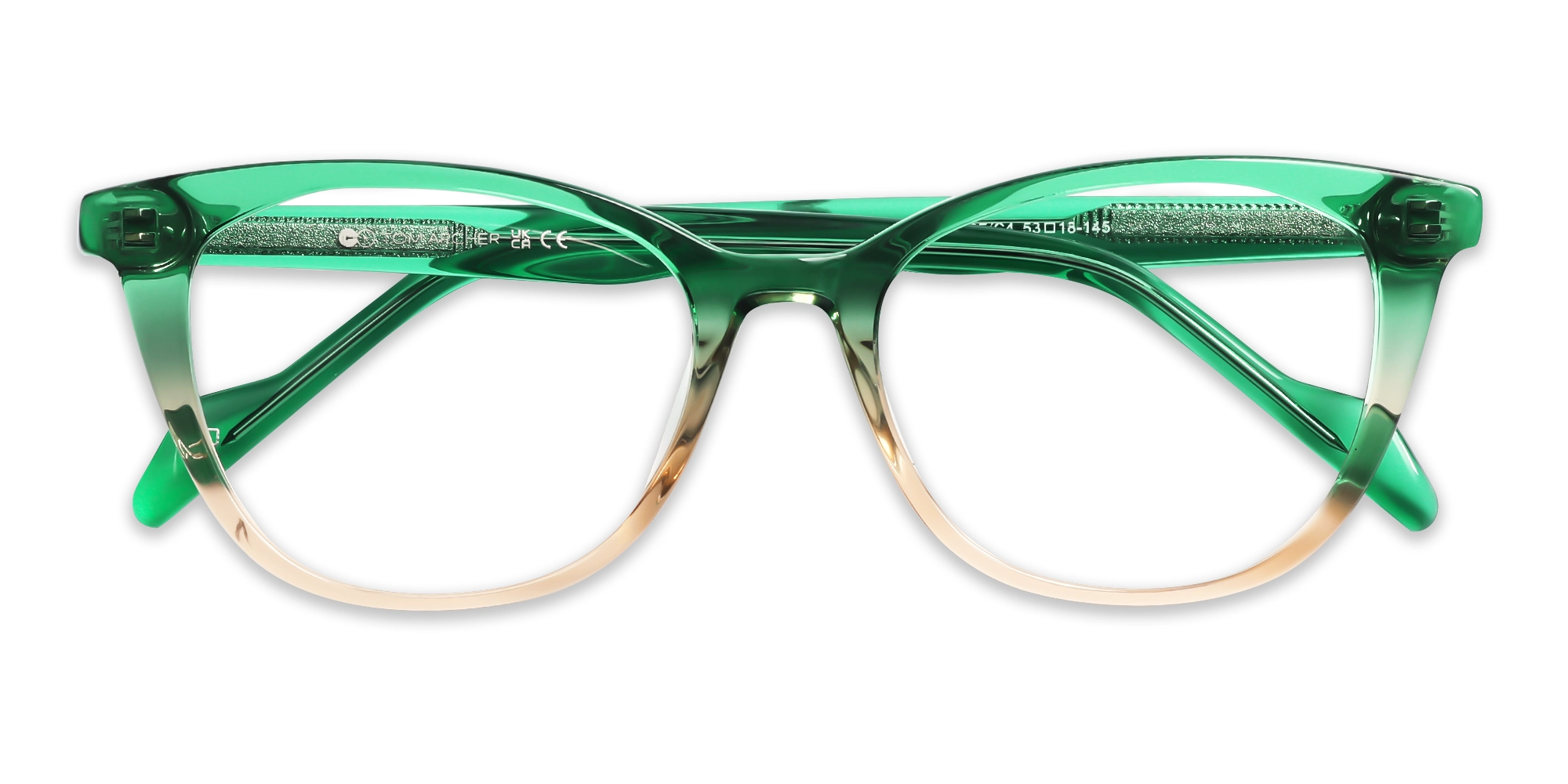 Crystal Green & Water Gold Cat Eye Glasses-6