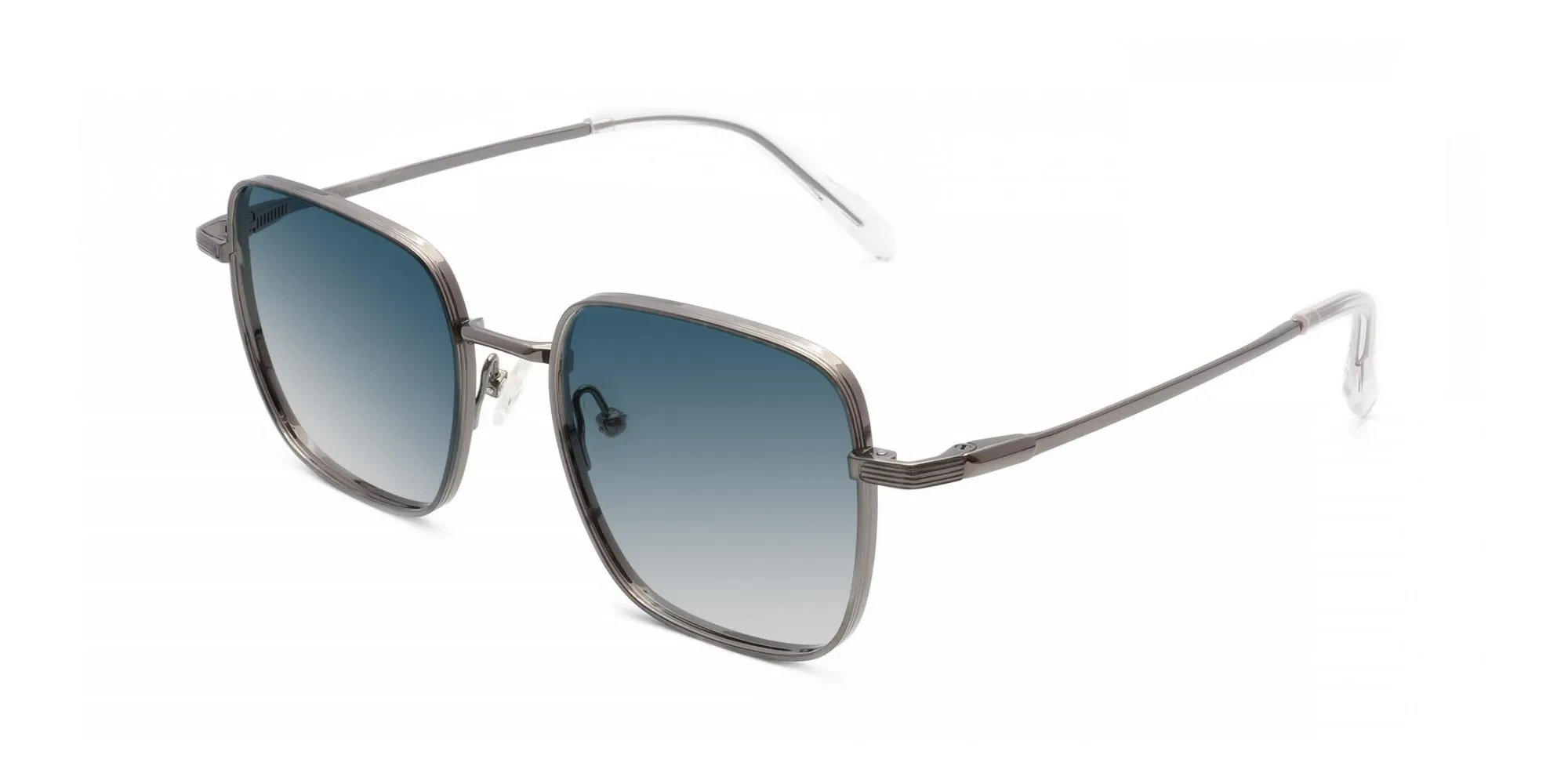 Square Blue Tinted Sunglasses-3