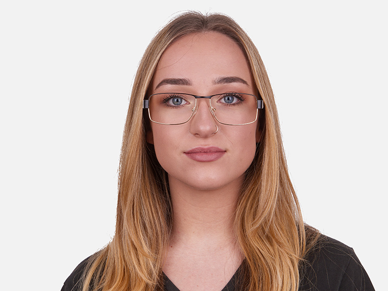 180 image-Rectangular Glasses in Black & Silver-11