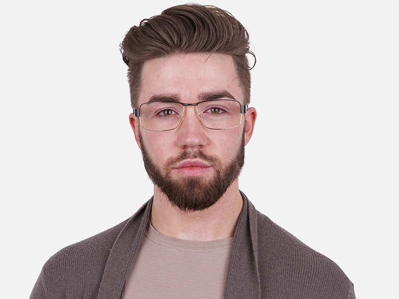 180 image-Rectangular Glasses in Black & Silver-4