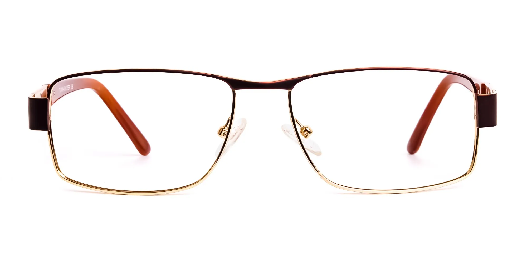 brown and gold rectangular full rim rectangular glasses frames-2