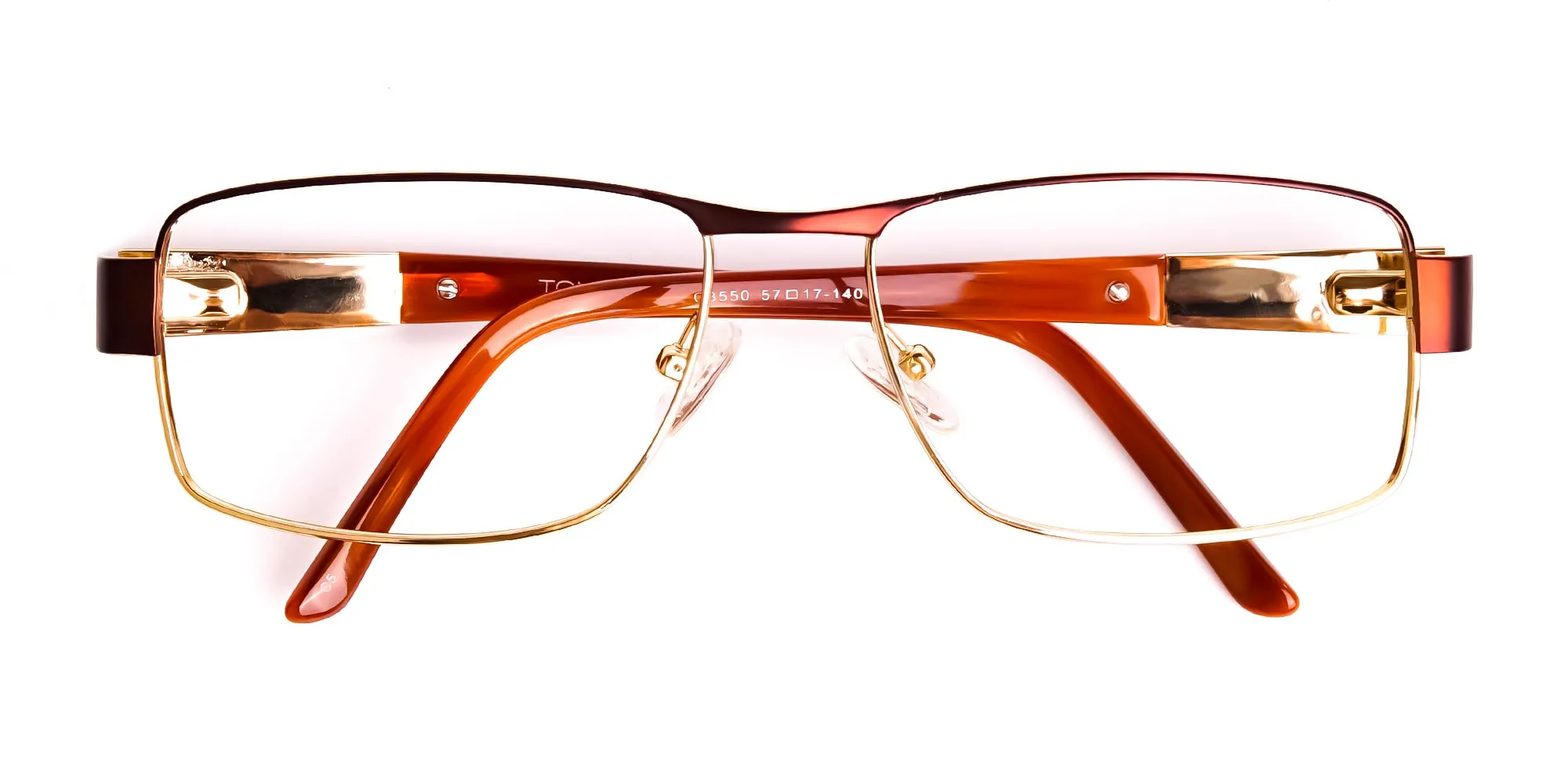 brown and gold rectangular full rim rectangular glasses frames-2