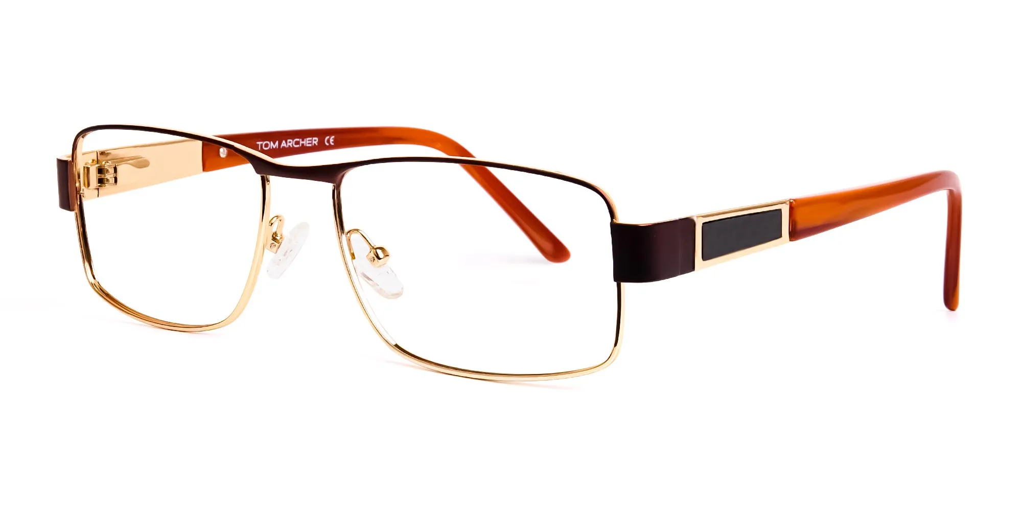 brown and gold rectangular full rim rectangular glasses frames-2