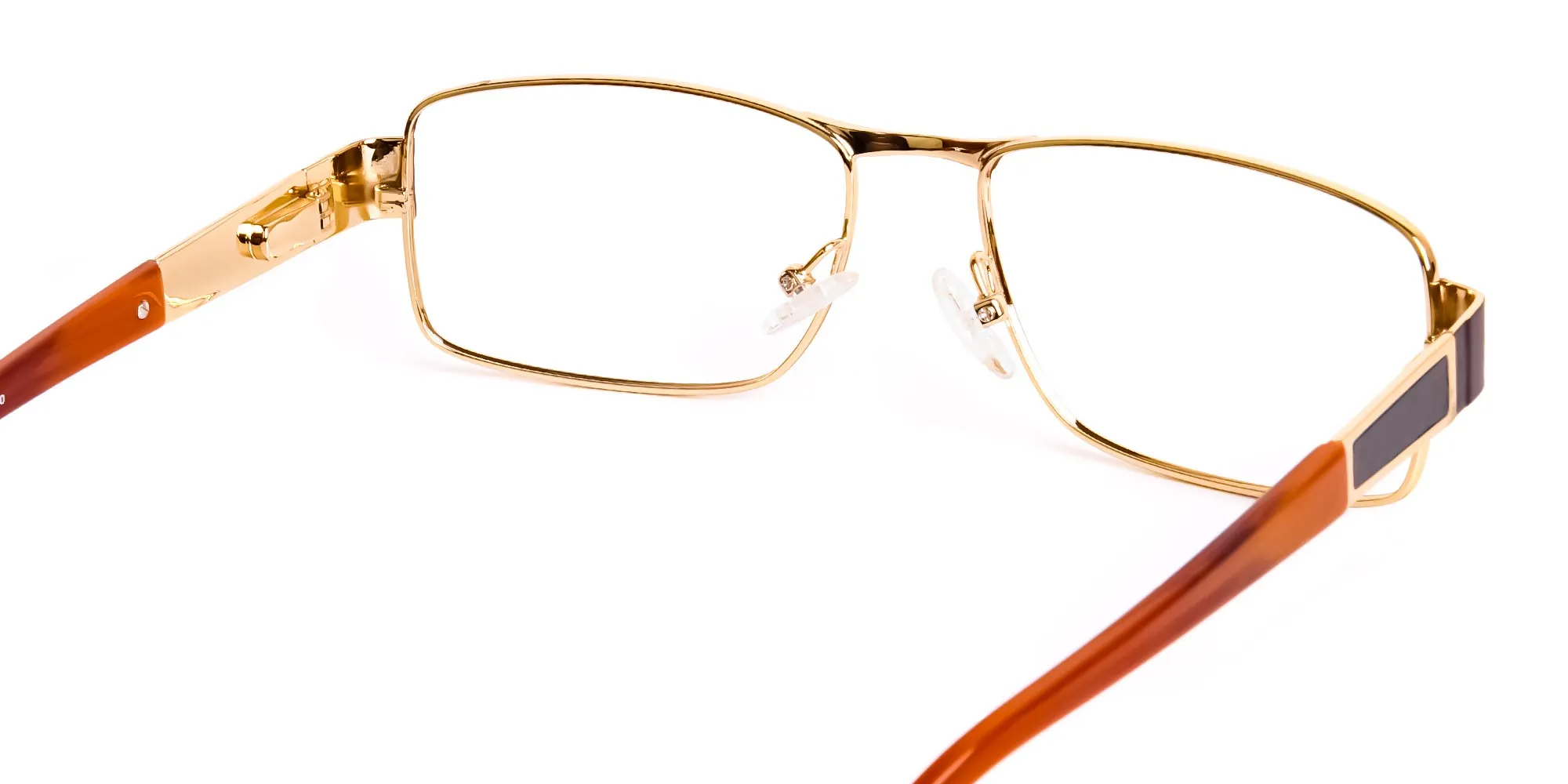 brown and gold rectangular full rim rectangular glasses frames-2