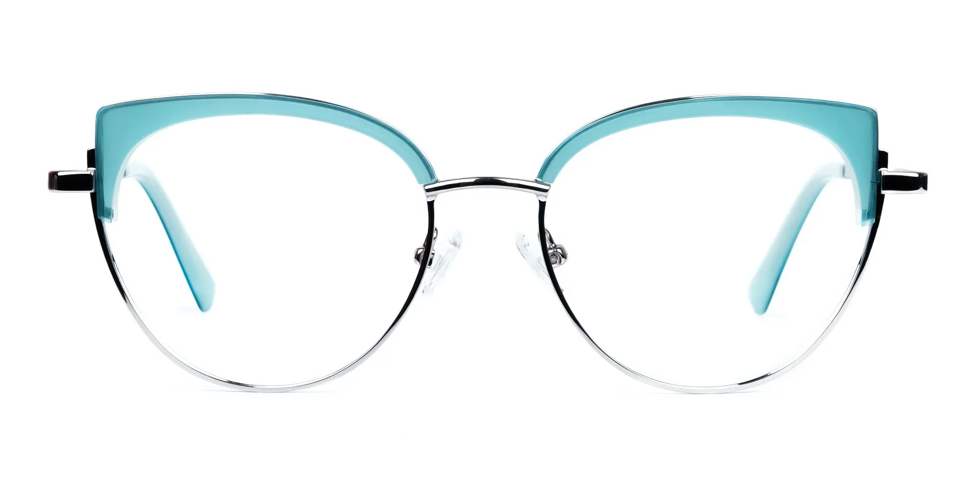 A22069F/4 - Full Rim Blue & Silver Cat Eye Glasses Frames