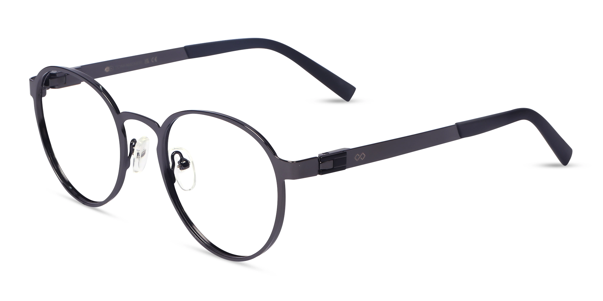Black Round Metal Full-Rim Glasses