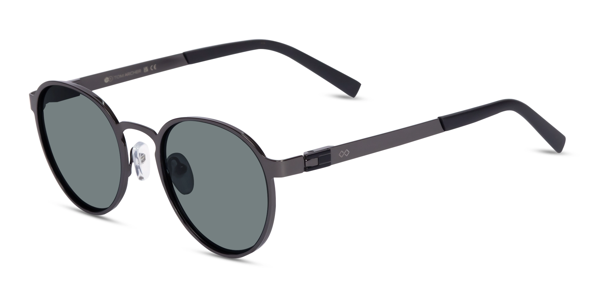 Black Round Metal Full-Rim Sunglasses 3