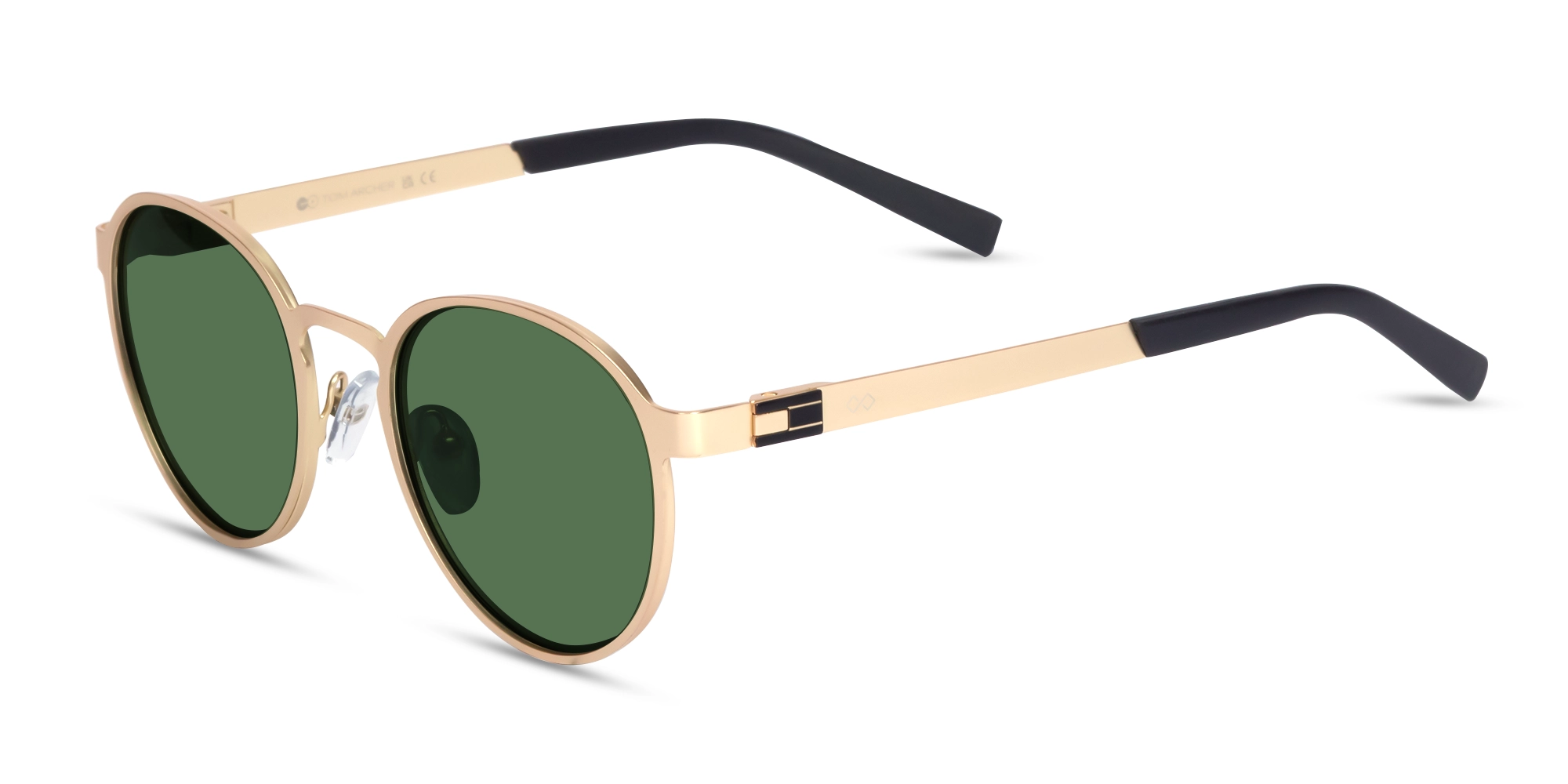 Matte Champagne Gold Round Metal Full-Rim Sunglasses 3