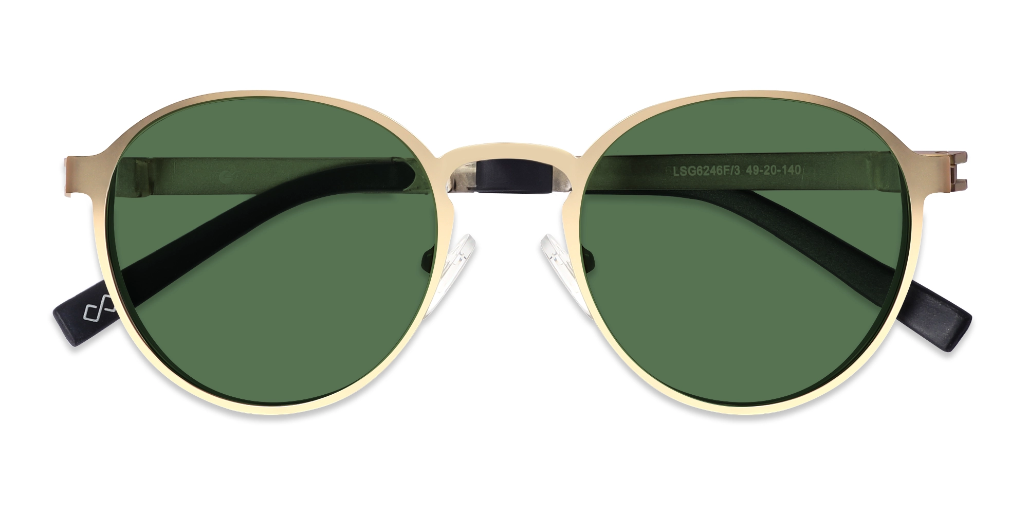Matte Champagne Gold Round Metal Full-Rim Sunglasses 6