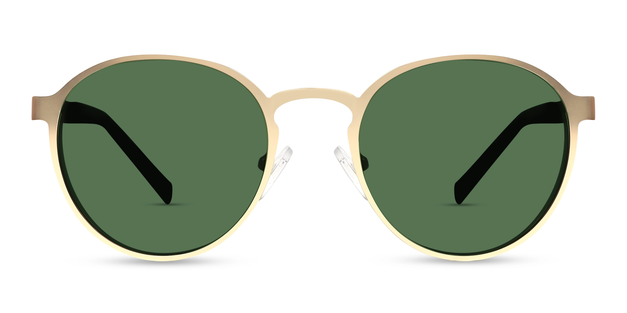 Matte Champagne Gold Round Metal Full-Rim Sunglasses 1