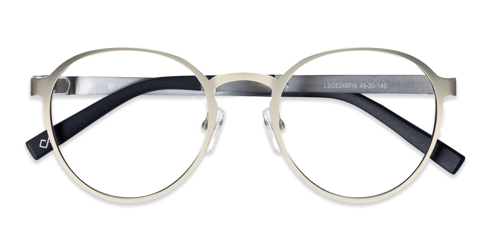 Matte Silver & Black Round Glasses