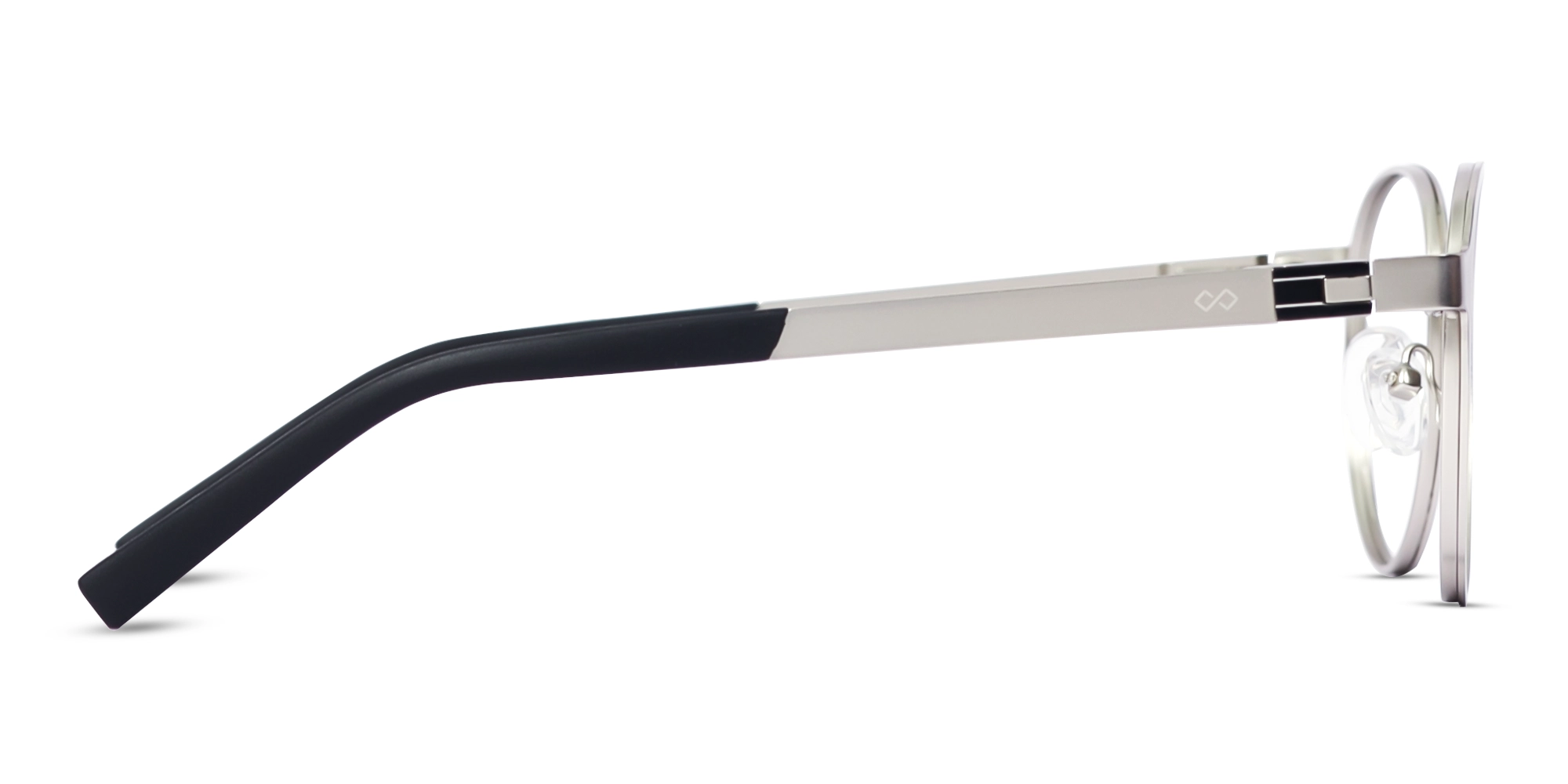 Matte Silver & Black Round Glasses