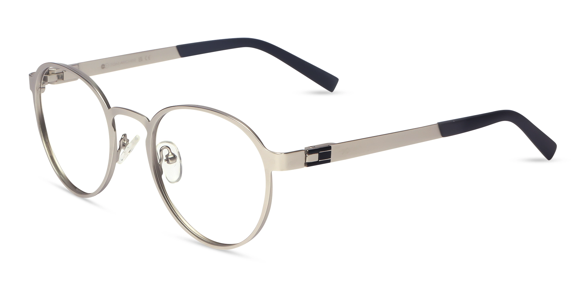 Matte Silver & Black Round Glasses