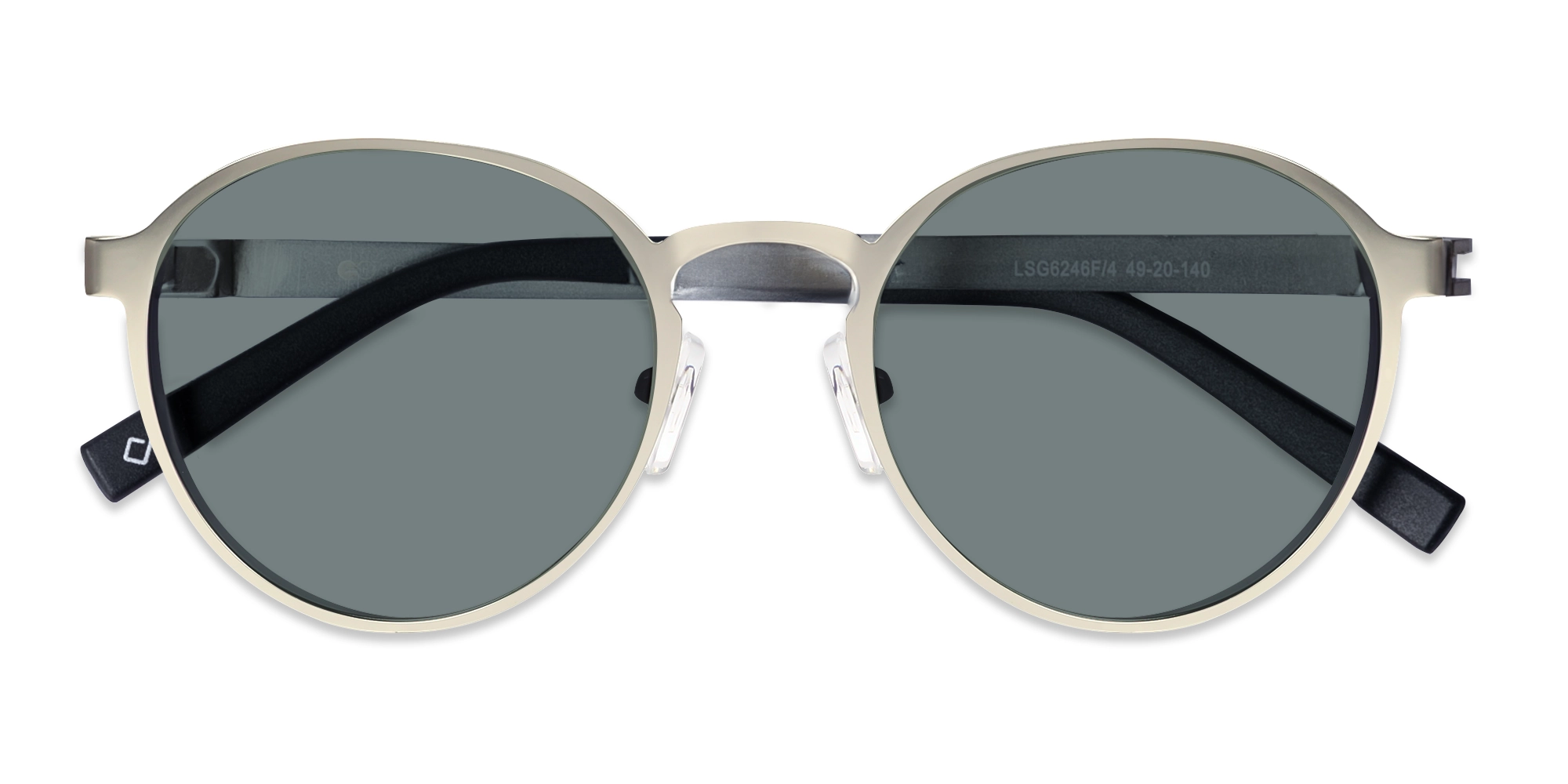 Matte Silver Round Metal Full-Rim Sunglasses 6