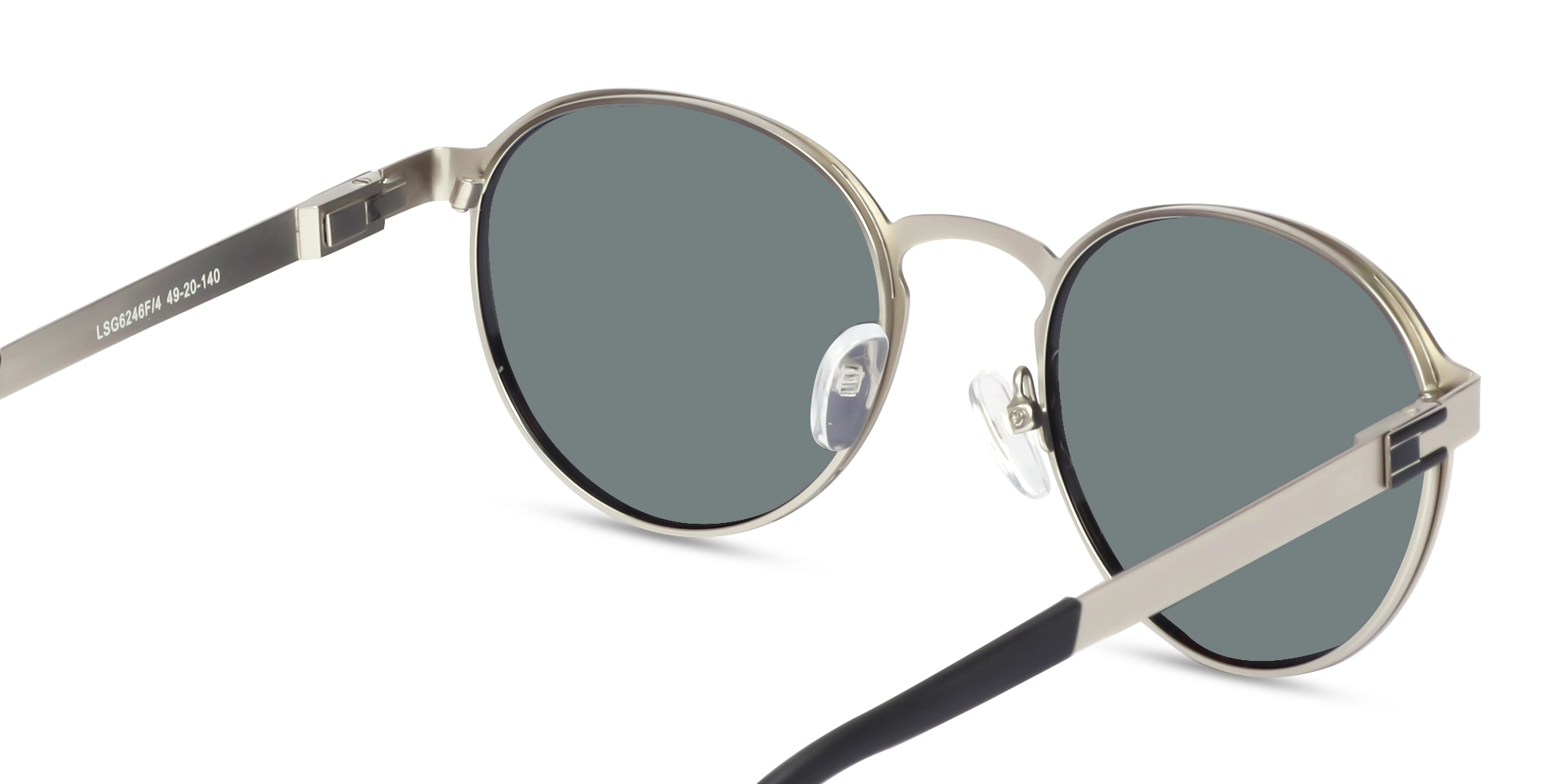 Matte Silver Round Metal Full-Rim Sunglasses 5
