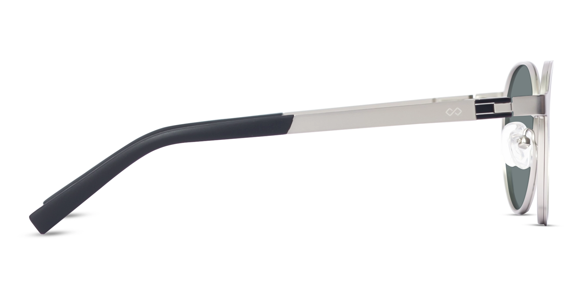 Matte Silver Round Metal Full-Rim Sunglasses 4
