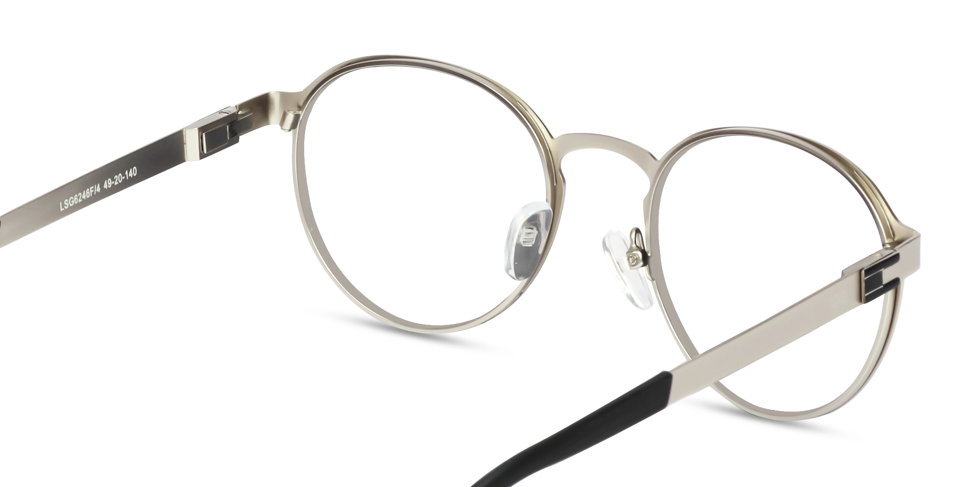 Matte Silver & Black Round Glasses