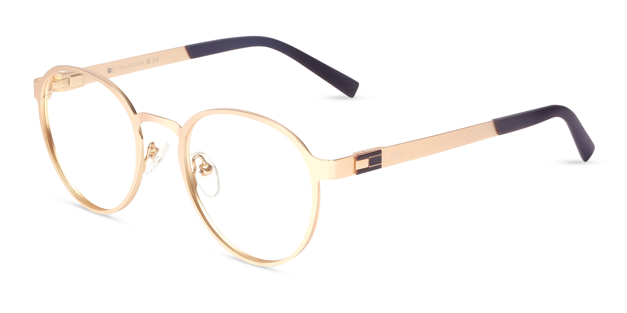 Matte Gold & Brown Round Metal Glasses