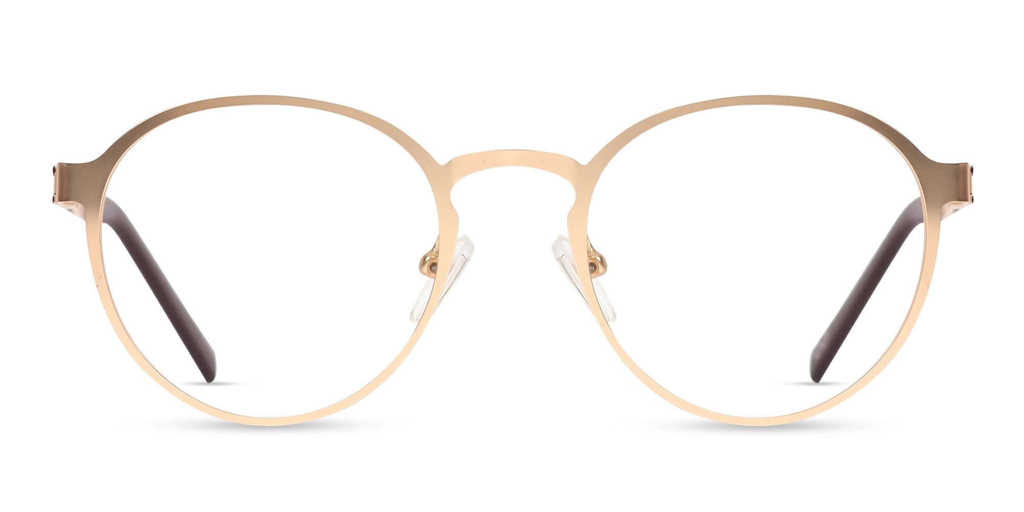 Matte Gold & Brown Round Metal Glasses