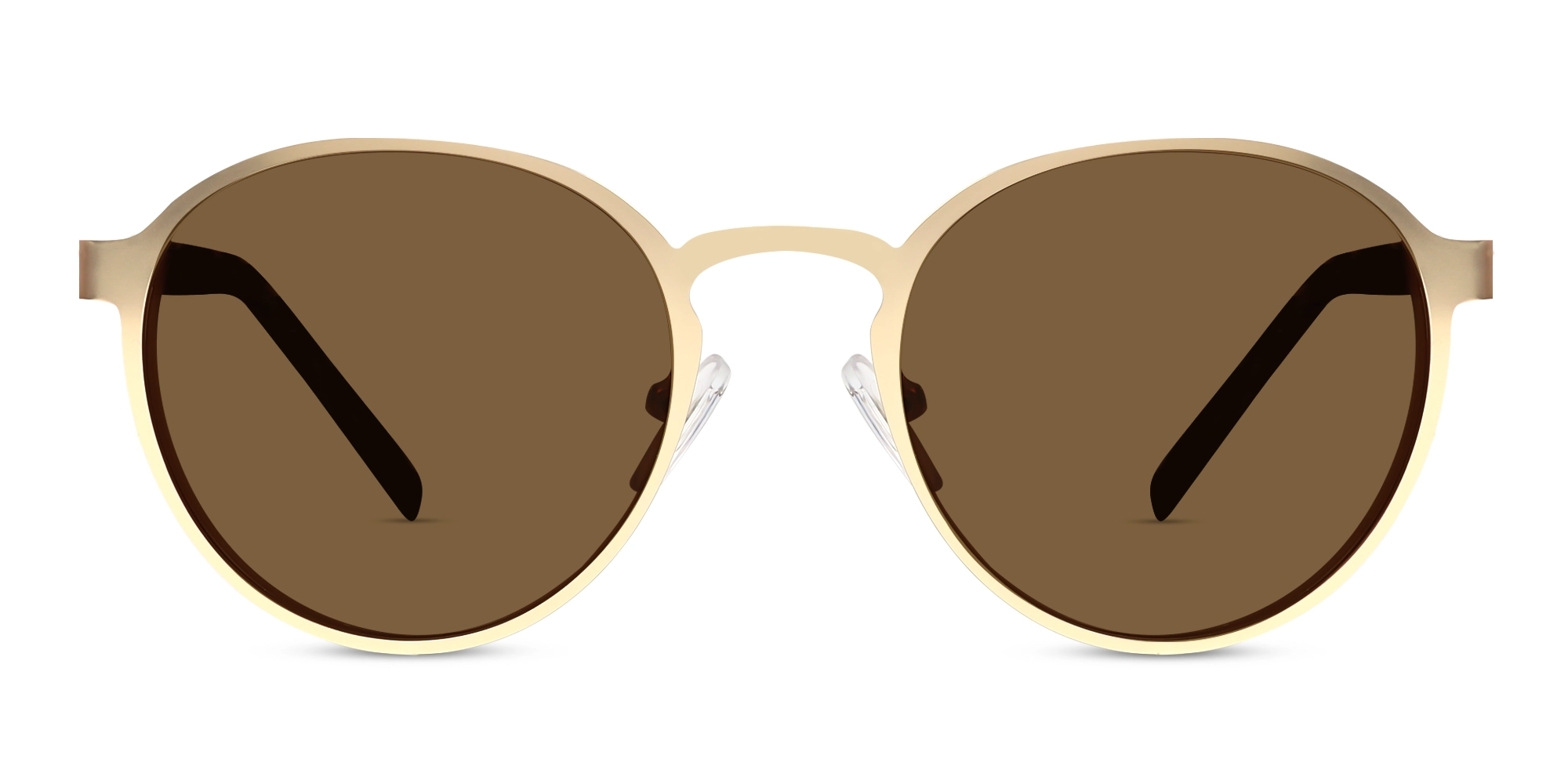 Matte Gold Spring Hinge Round Frame Sunglasses 1