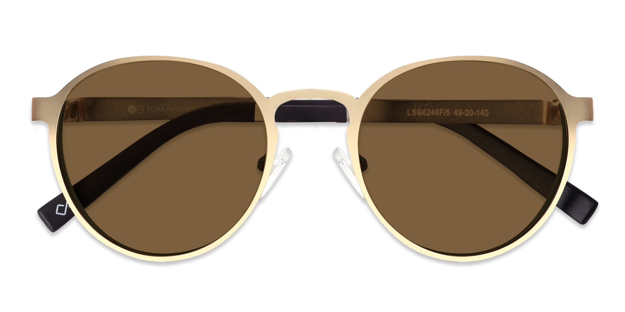 Matte Gold Spring Hinge Round Frame Sunglasses 6