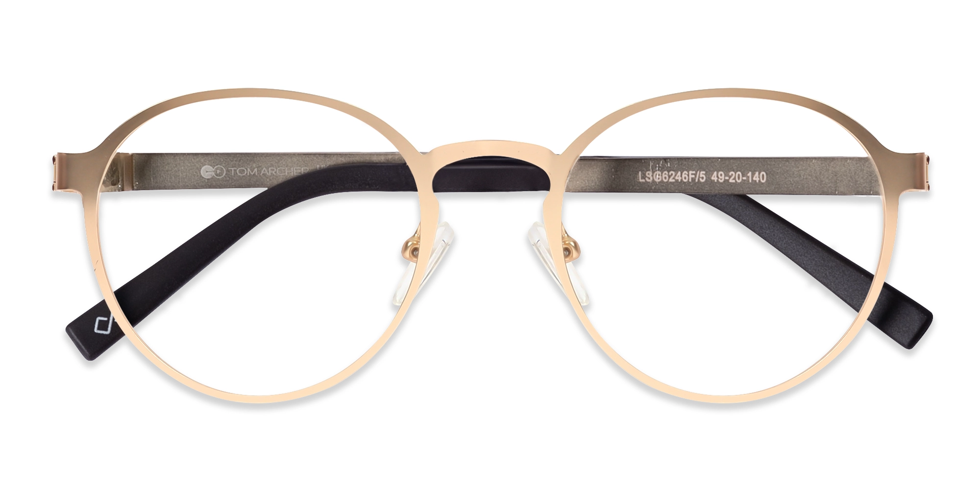 Matte Gold & Brown Round Metal Glasses