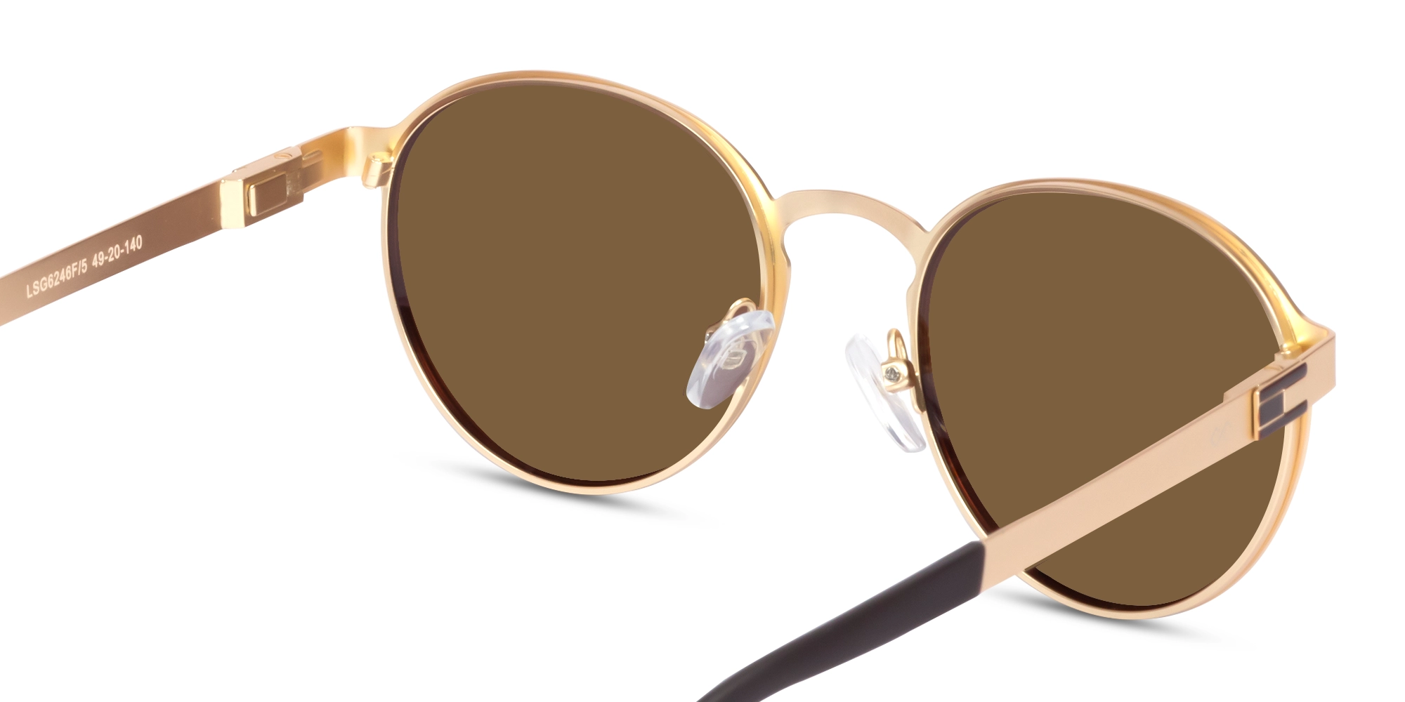 Matte Gold Spring Hinge Round Frame Sunglasses 5