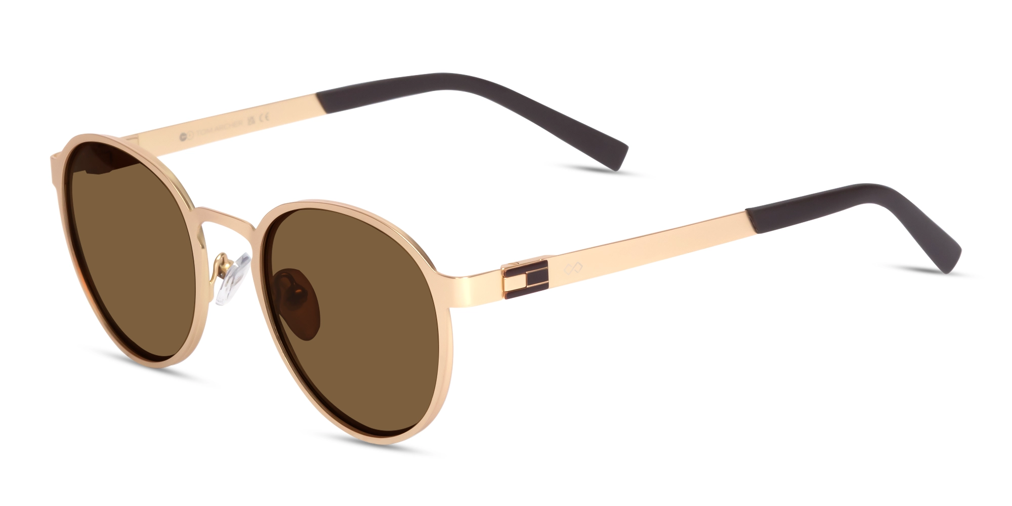 Matte Gold Spring Hinge Round Frame Sunglasses 3