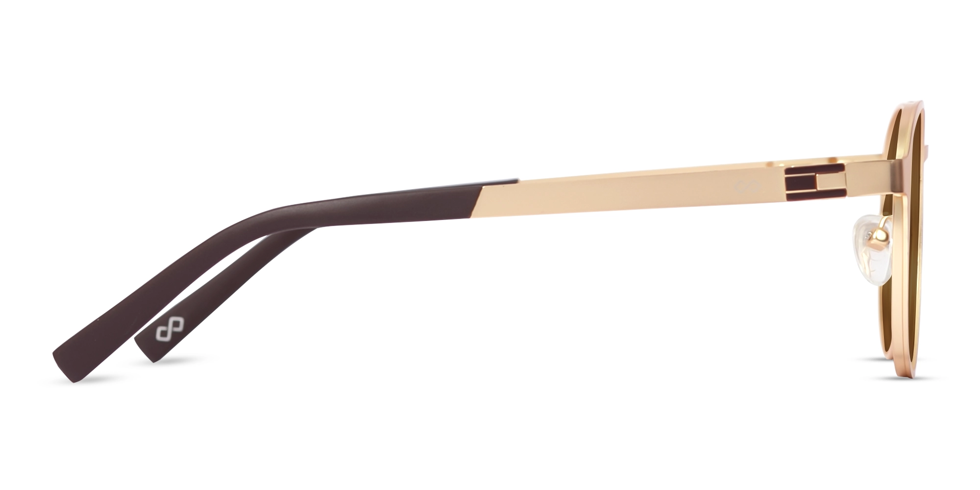 Matte Gold Spring Hinge Round Frame Sunglasses 4