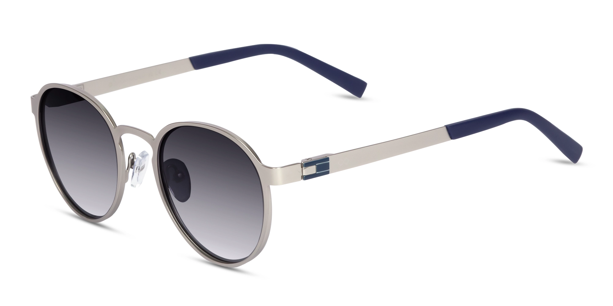 Matte Silver Keyhole Bridge Round Frame Sunglasses 3