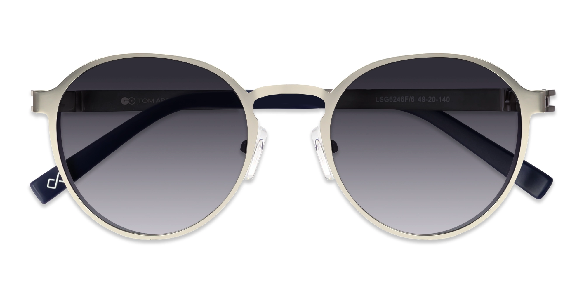 Matte Silver Keyhole Bridge Round Frame Sunglasses 6