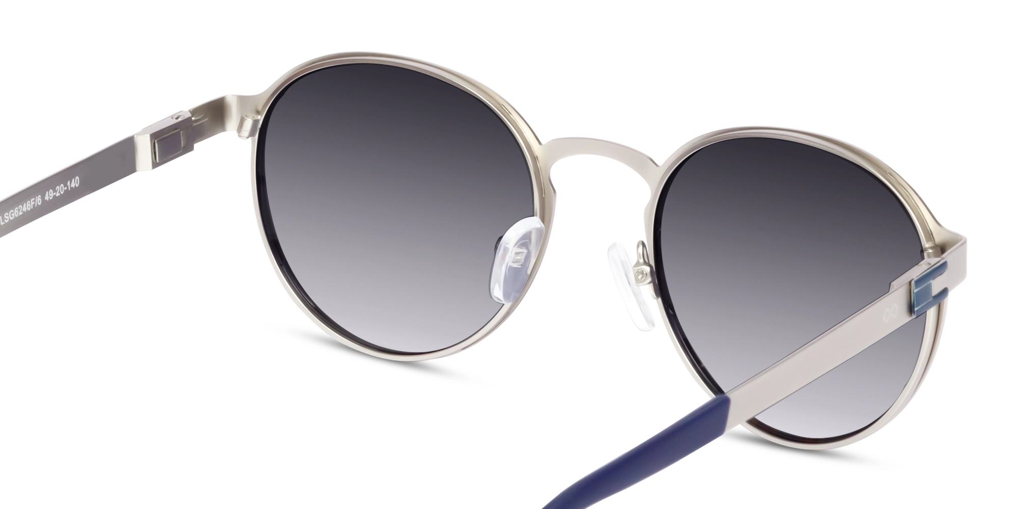 Matte Silver Keyhole Bridge Round Frame Sunglasses 5
