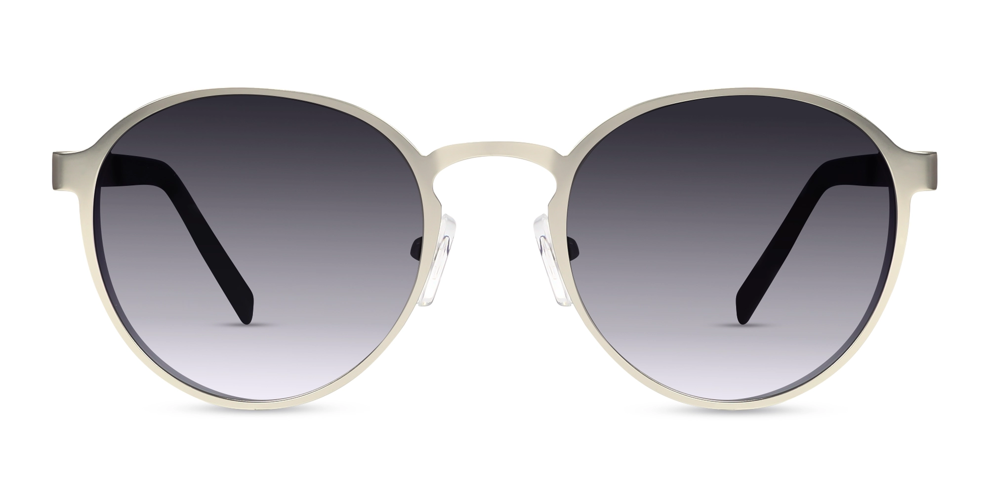 Matte Silver Keyhole Bridge Round Frame Sunglasses 1 Matte Silver Keyhole Bridge Round Frame Sunglasses 1