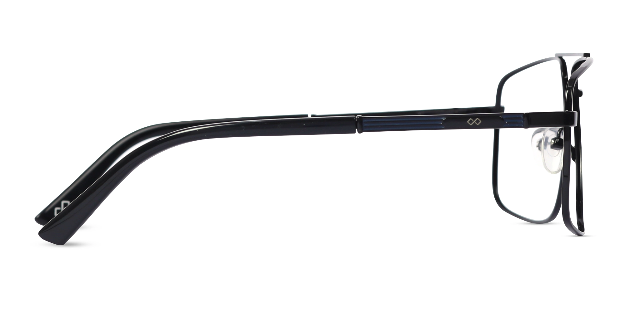 Metal Black Square Pilot Full-Rim Glasses