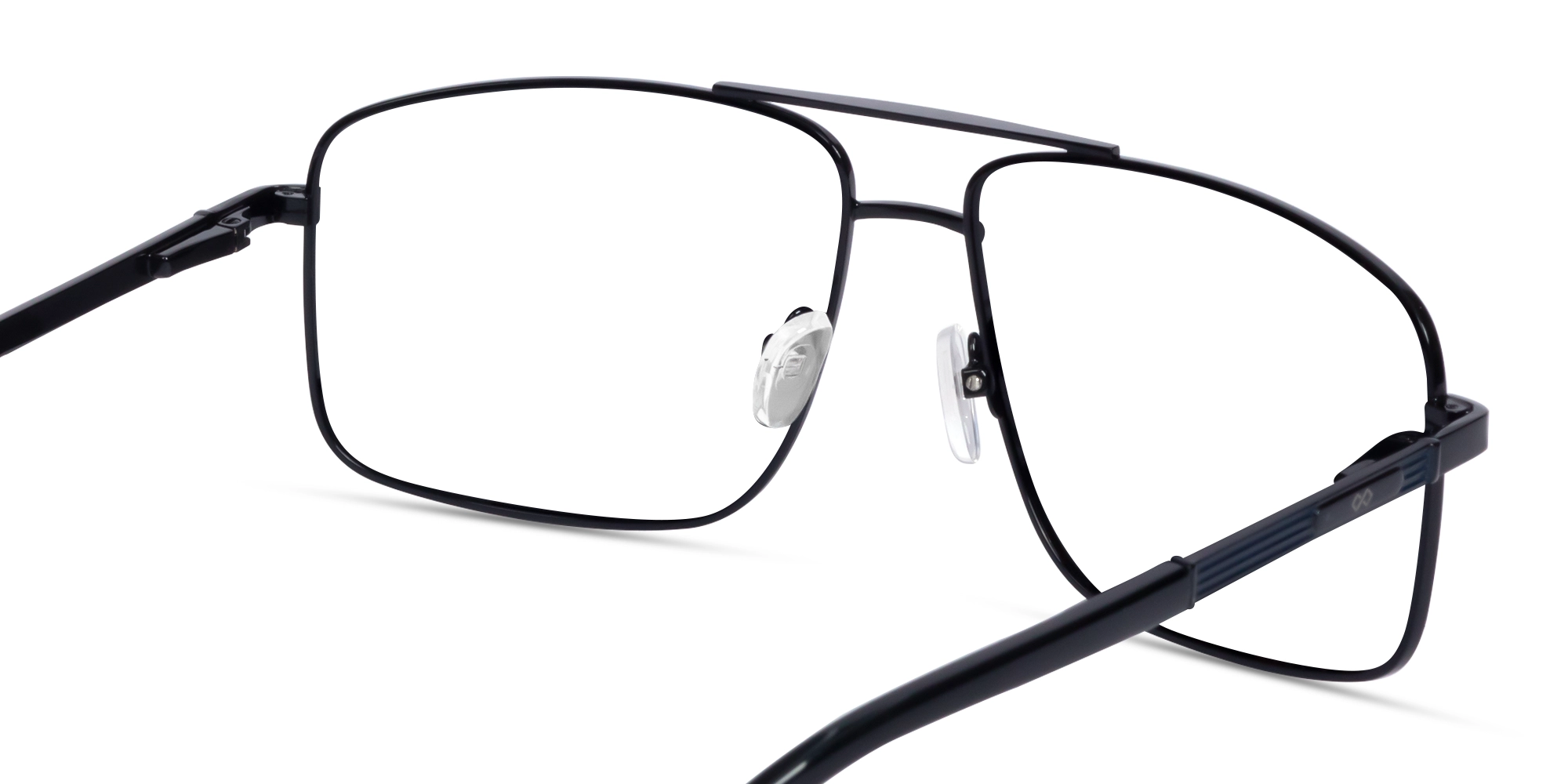Metal Black Square Pilot Full-Rim Glasses