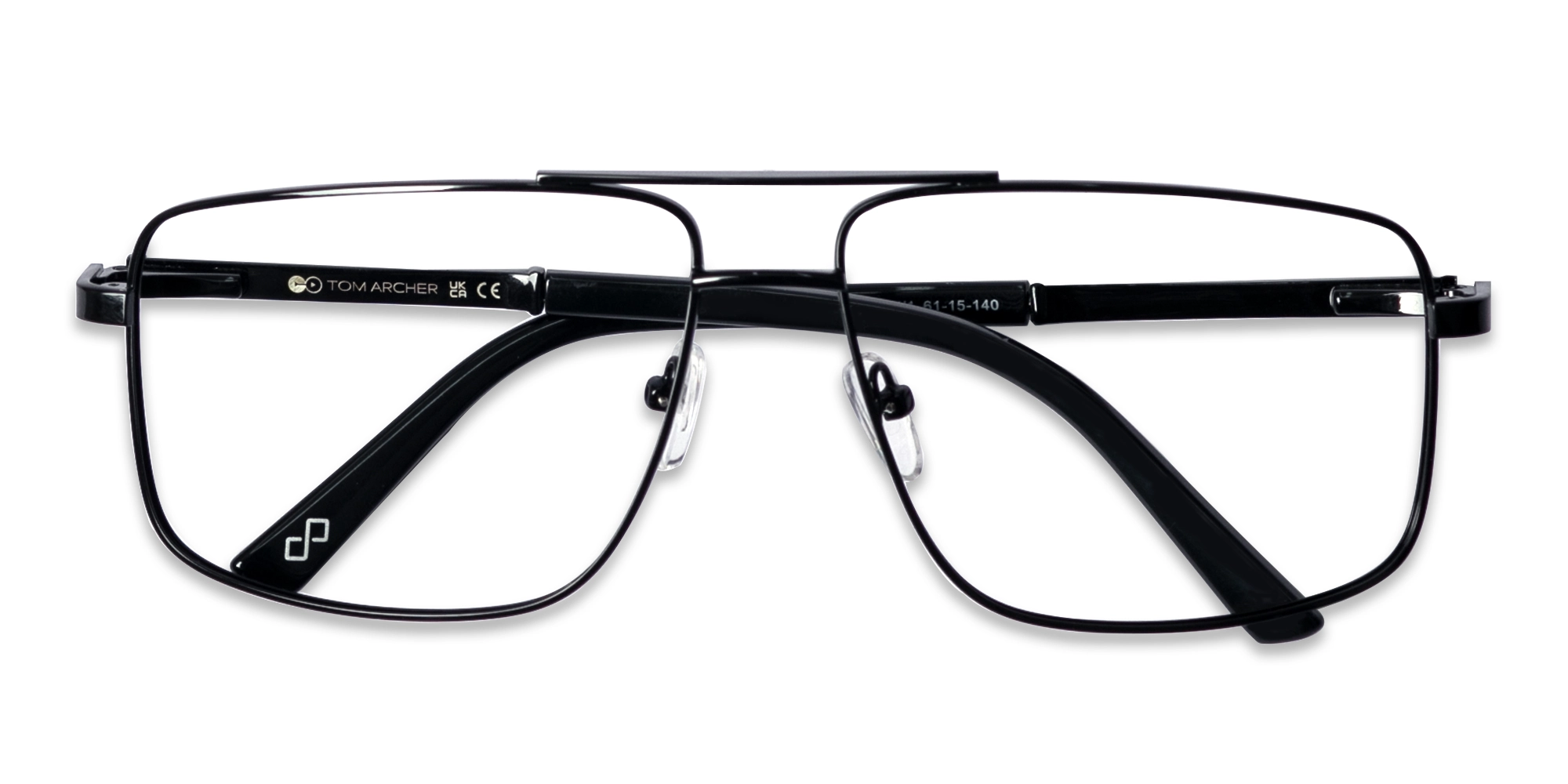 Metal Black Square Pilot Full-Rim Glasses