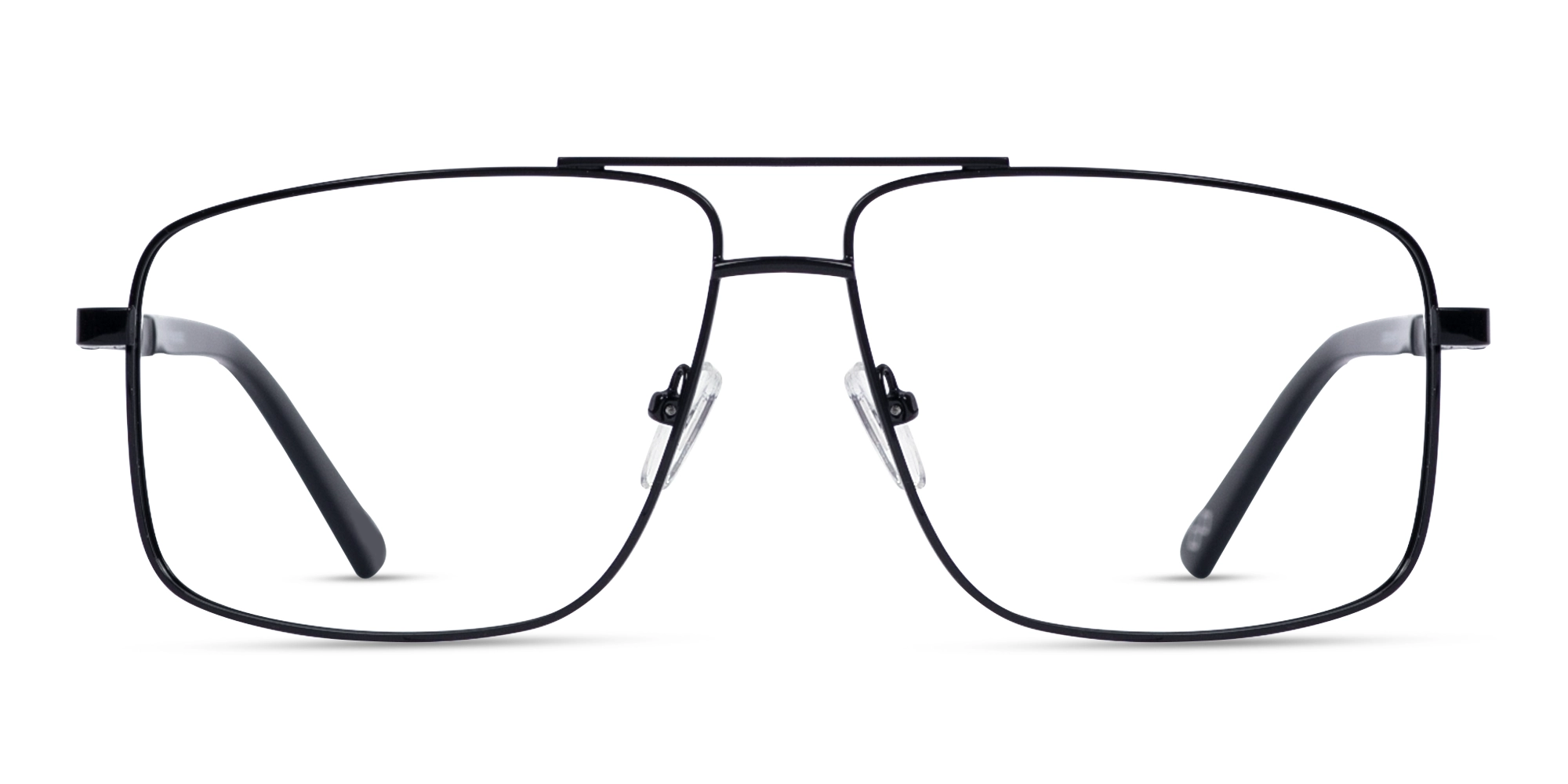 Metal Black Square Pilot Full-Rim Glasses