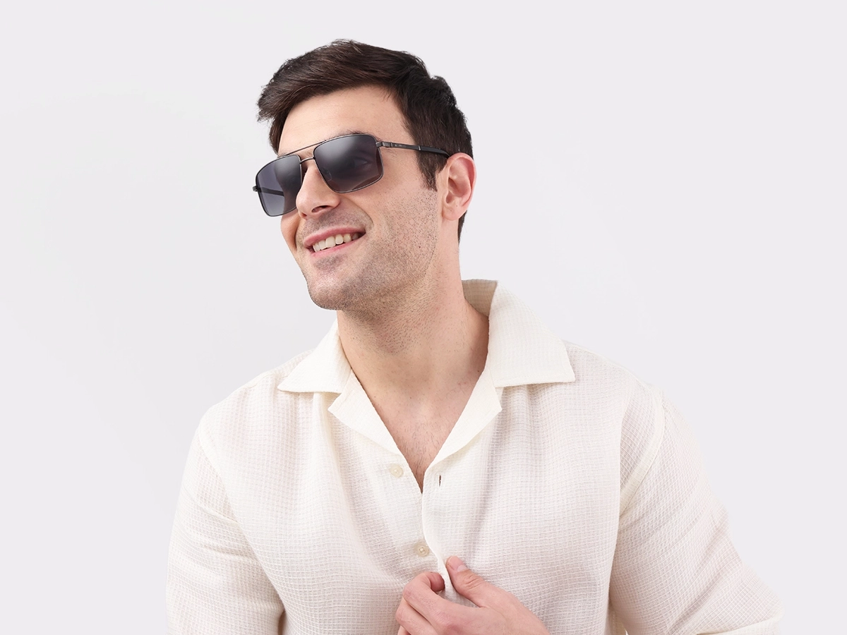 Gunmetal Pilot Double Bridge Sunglasses 42