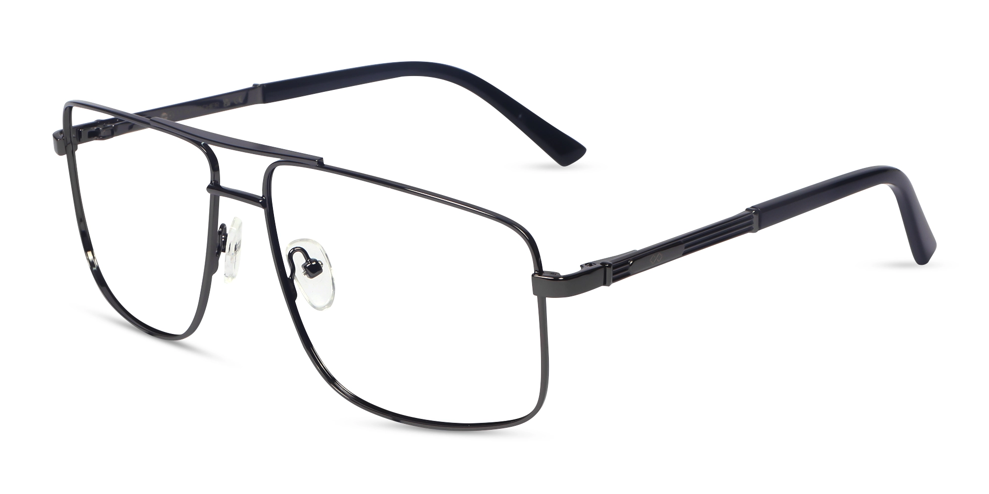 Gunmetal Square Pilot Full-Rim Glasses
