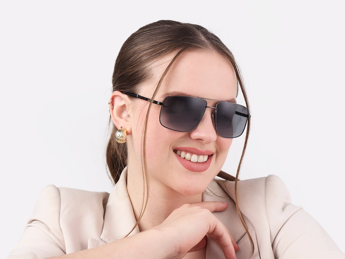 Gunmetal Pilot Double Bridge Sunglasses 52