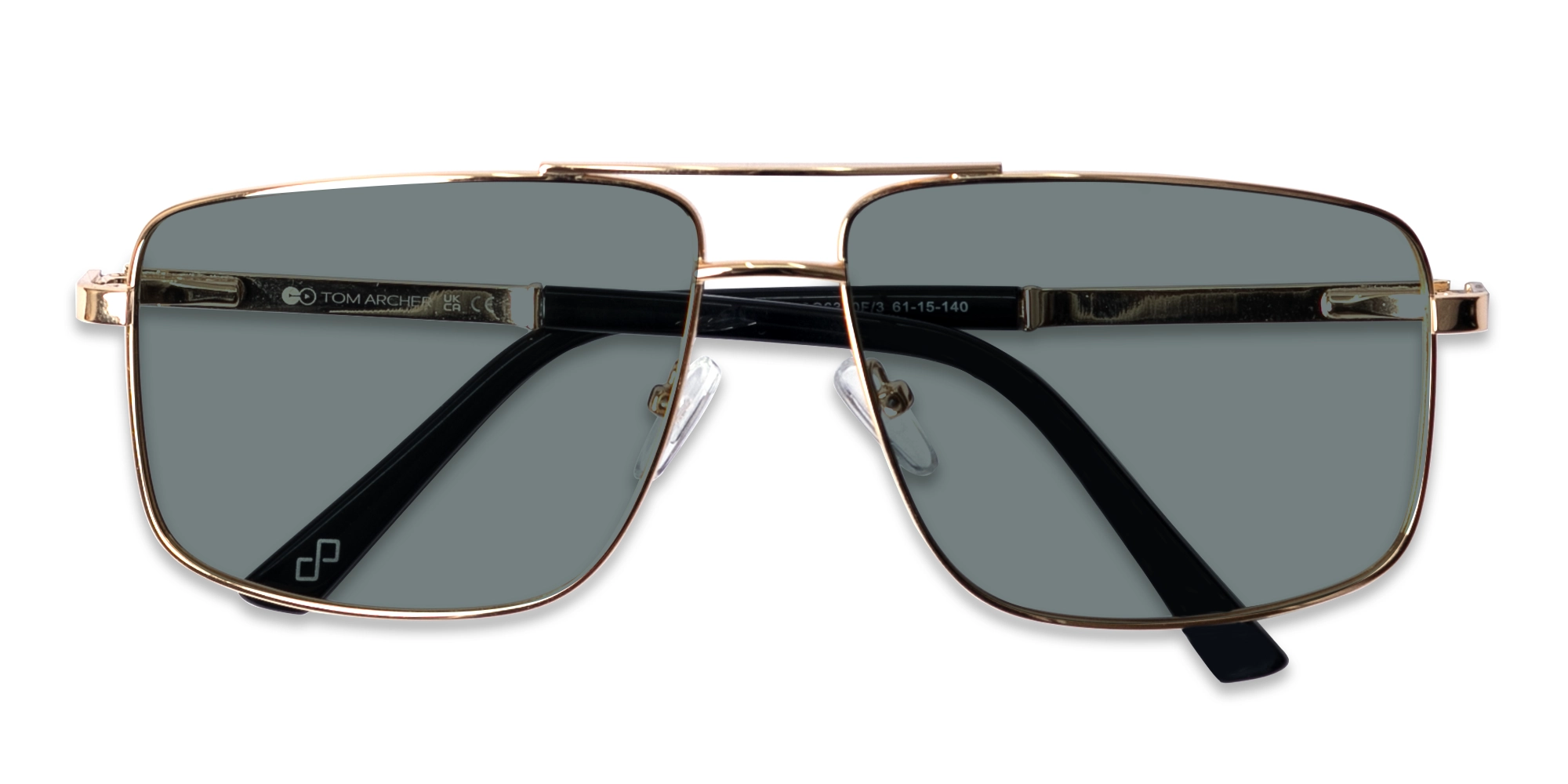 Gold Square Pilot Double Bridge Sunglasses 6