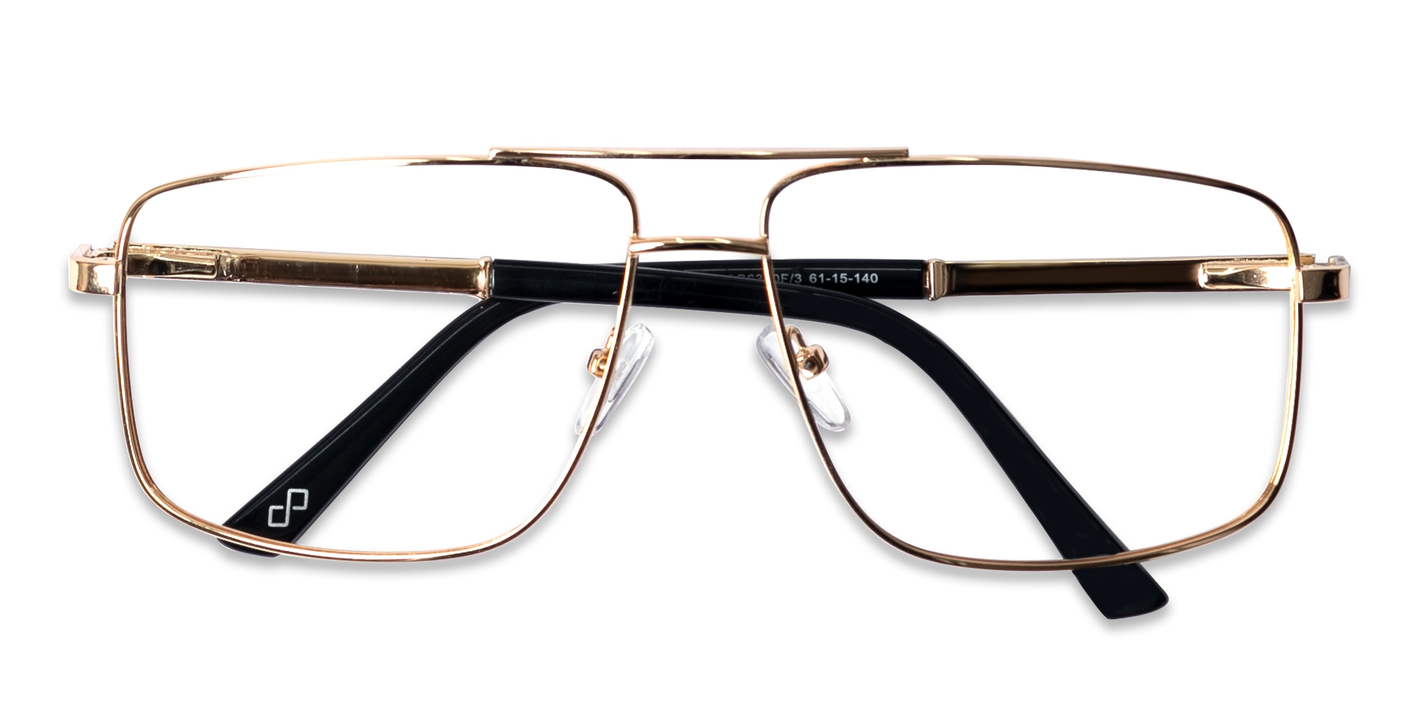 Metal Gold Square Pilot Full-Rim Glasses