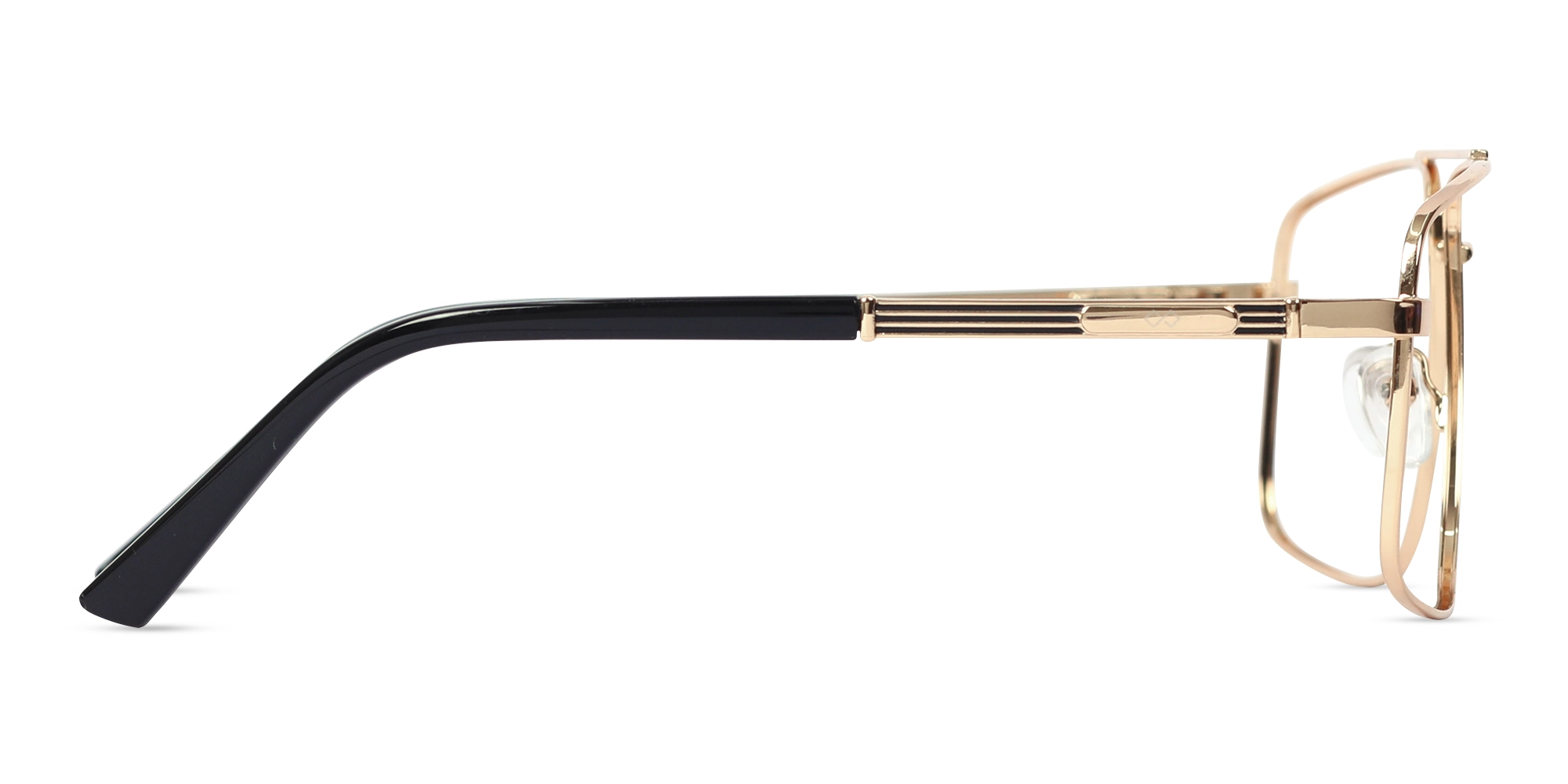 Metal Gold Square Pilot Full-Rim Glasses