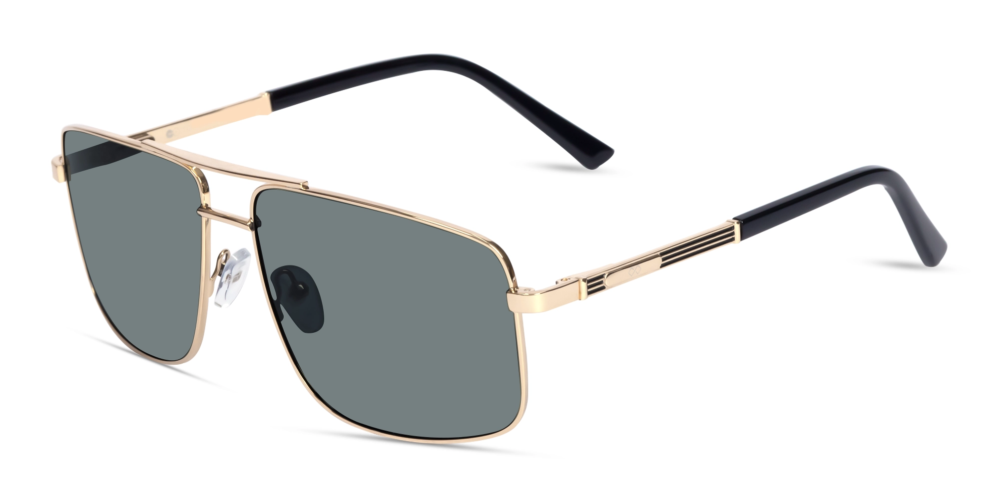Gold Square Pilot Double Bridge Sunglasses 3