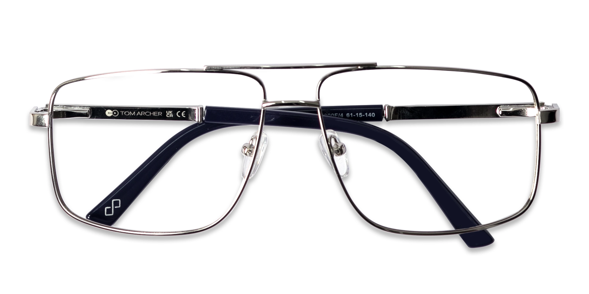 Metal Silver Pilot Full-Rim Glasses