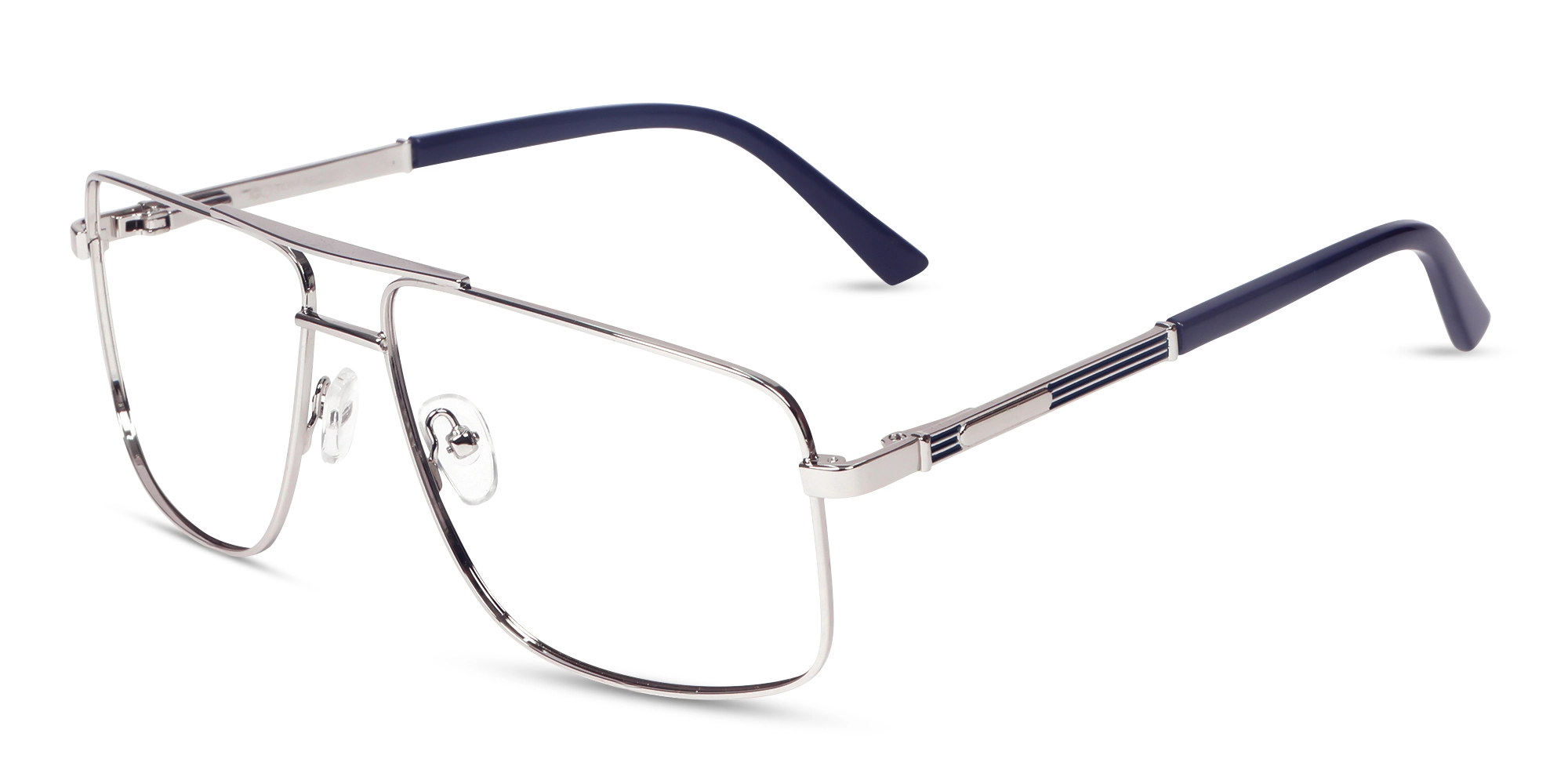 Metal Silver Pilot Full-Rim Glasses