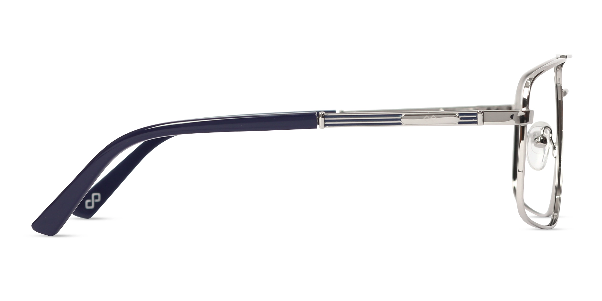 Metal Silver Pilot Full-Rim Glasses