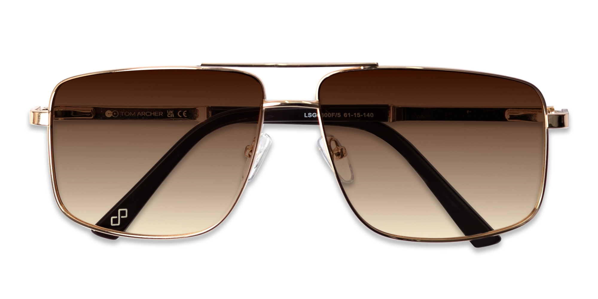 Champagne Gold Square Pilot Double Bridge Sunglasses 6